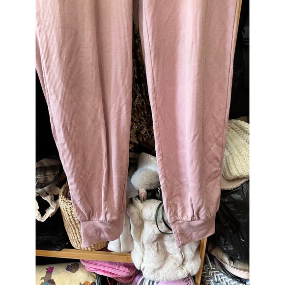 Victoria Secret Women’s Sweatpants Pjs Ribbed High Waisted Pink Bow Size Medium - Picture 7 of 8